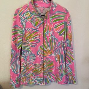 Lilly Pulitzer Reagan Luxletic Zip-Up Pink Pout Shellabrate Medium M